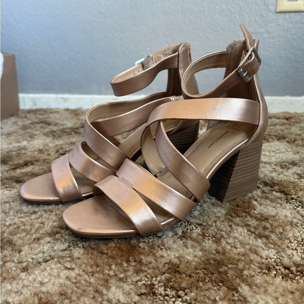 Time & Tru -  Rosegold Strappy Heeled Sandals Size 9